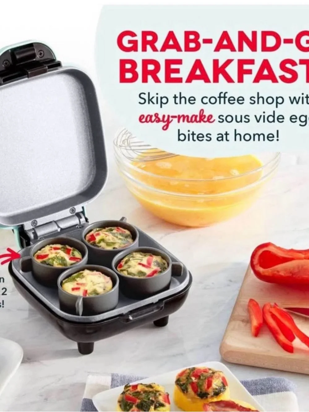 New Dash Egg Bite Maker - Aqua: 4-Egg Cooker, Electric Egg Cooker, Dishwasher ok